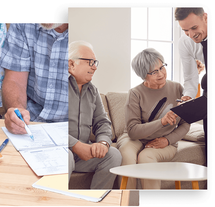 Older couple financial advisor home consultation